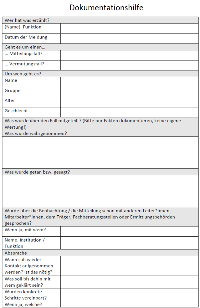 Dokumentationshilfe zum Schutzkonzept der SV Rheinwacht Stürzelberg